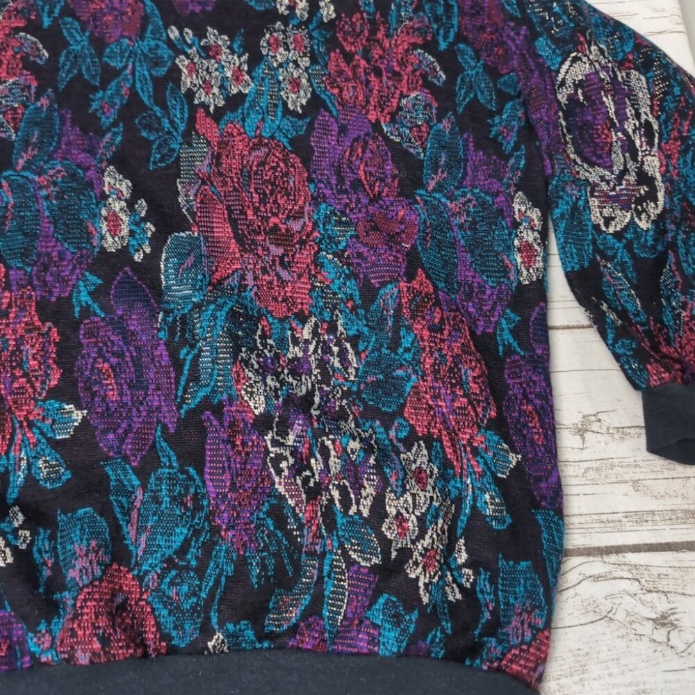 Vintage Abstract Floral Design 3/4 Length Sweater - Picture 2 of 9